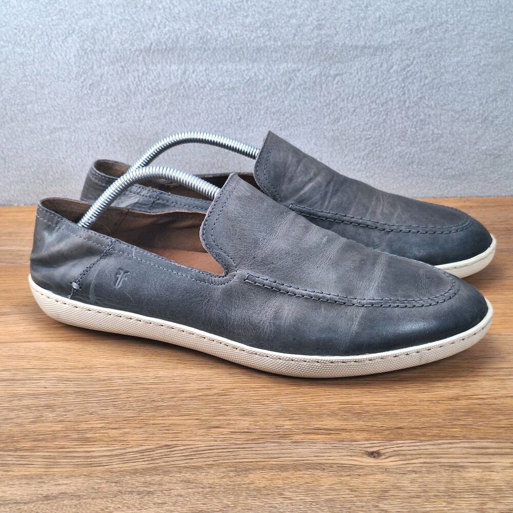 Frye Mayer Venetian Men's 10.5 D Driving Loafers Gray Leather Slip-On Comfort